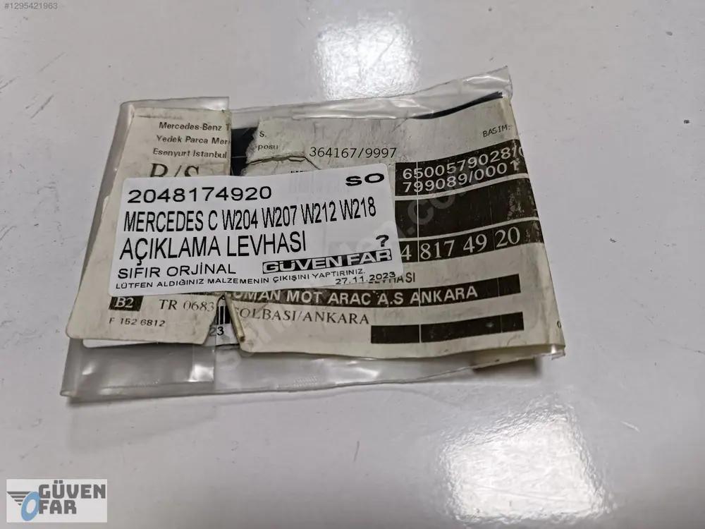 Mercedes C W204 W207 W212 W218 Açıklama Levhası 2048174920